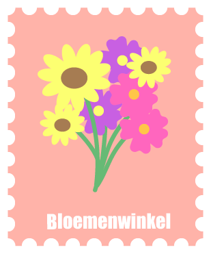 Een postzegel met daarop een bosje bloemen afgebeeld