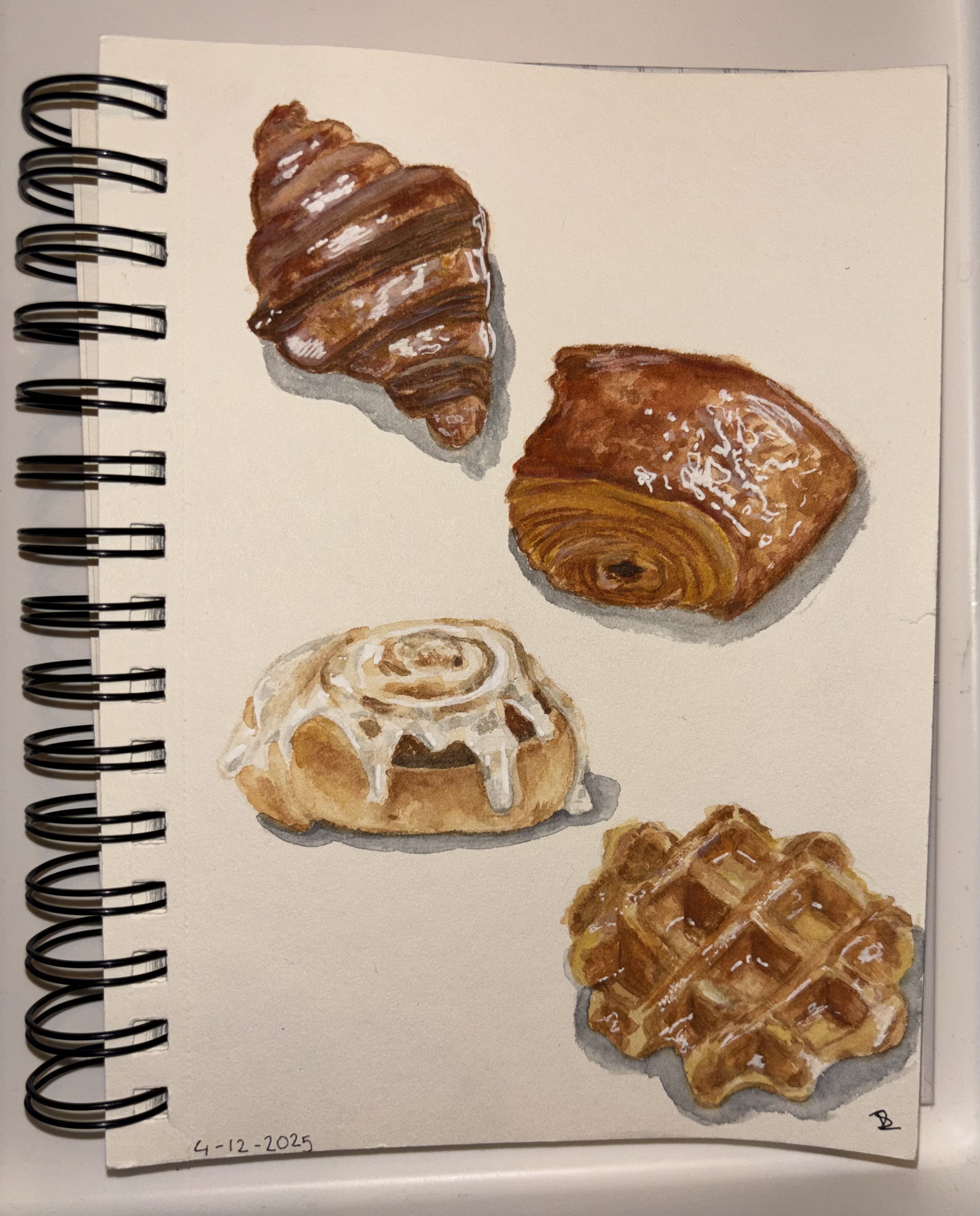 Een tekening van allemaal pastries gemaakt door mij